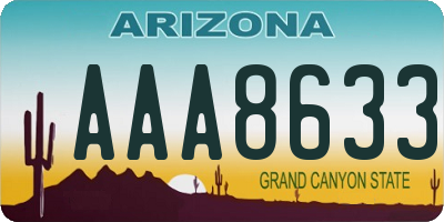 AZ license plate AAA8633