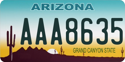 AZ license plate AAA8635