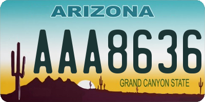 AZ license plate AAA8636