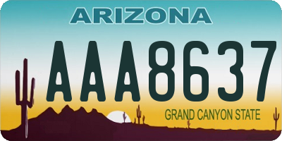 AZ license plate AAA8637