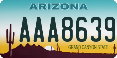 AZ license plate AAA8639