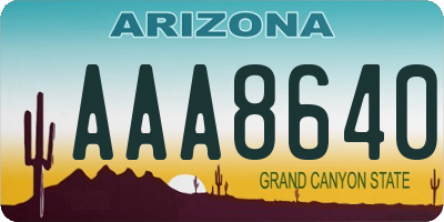 AZ license plate AAA8640