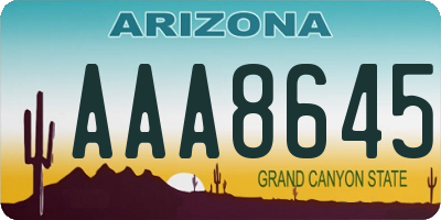 AZ license plate AAA8645