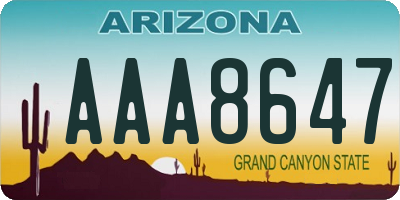 AZ license plate AAA8647