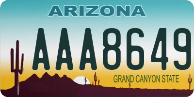 AZ license plate AAA8649