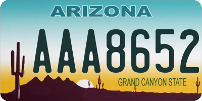 AZ license plate AAA8652