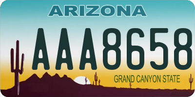 AZ license plate AAA8658