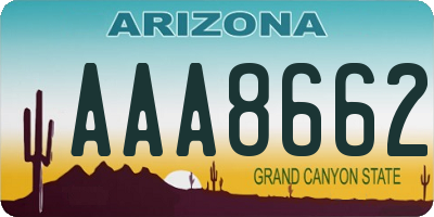 AZ license plate AAA8662