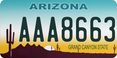 AZ license plate AAA8663