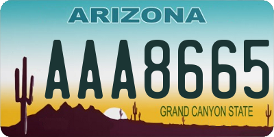 AZ license plate AAA8665