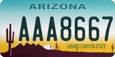 AZ license plate AAA8667