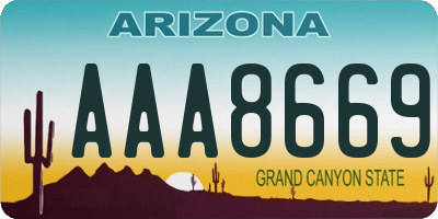 AZ license plate AAA8669