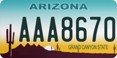 AZ license plate AAA8670