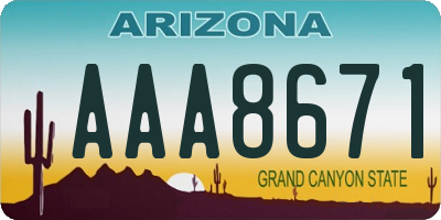 AZ license plate AAA8671