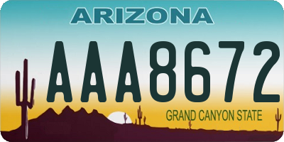 AZ license plate AAA8672