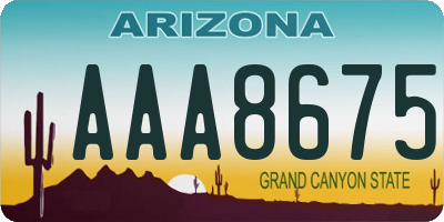 AZ license plate AAA8675