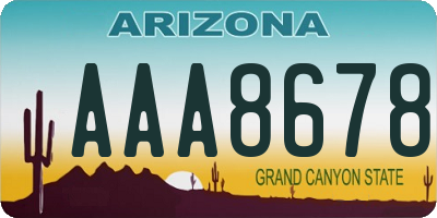 AZ license plate AAA8678