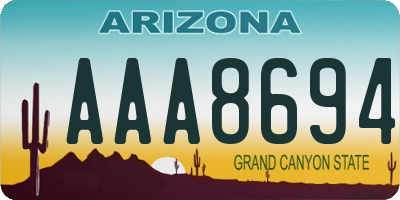 AZ license plate AAA8694