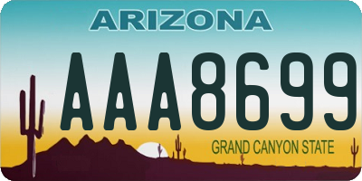 AZ license plate AAA8699