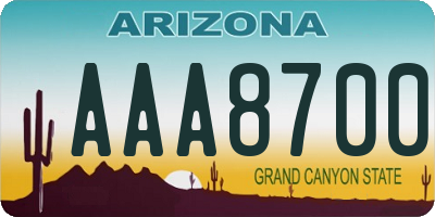 AZ license plate AAA8700