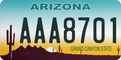 AZ license plate AAA8701