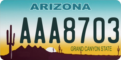 AZ license plate AAA8703