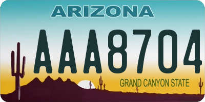 AZ license plate AAA8704
