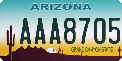 AZ license plate AAA8705