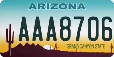 AZ license plate AAA8706