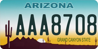 AZ license plate AAA8708