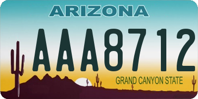 AZ license plate AAA8712