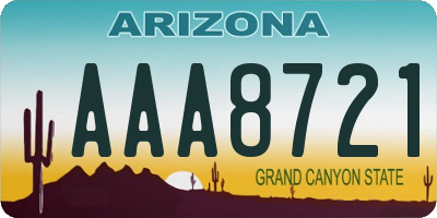 AZ license plate AAA8721