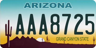 AZ license plate AAA8725
