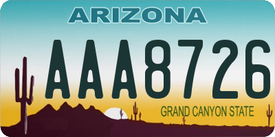 AZ license plate AAA8726