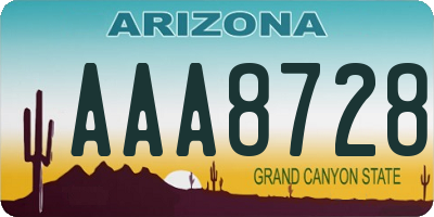 AZ license plate AAA8728