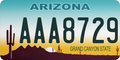 AZ license plate AAA8729