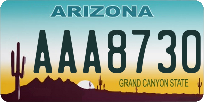 AZ license plate AAA8730