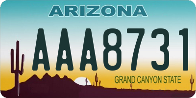 AZ license plate AAA8731