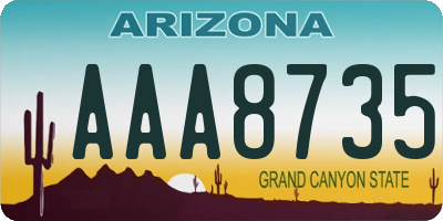 AZ license plate AAA8735