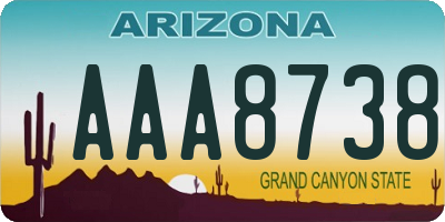 AZ license plate AAA8738