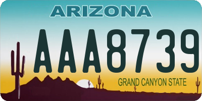 AZ license plate AAA8739