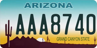 AZ license plate AAA8740