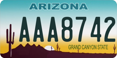 AZ license plate AAA8742