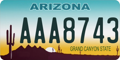 AZ license plate AAA8743