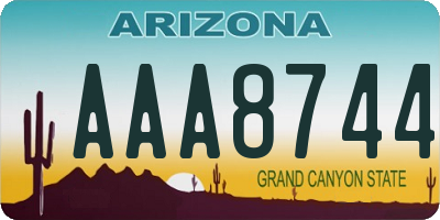AZ license plate AAA8744
