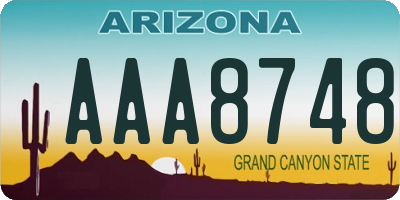 AZ license plate AAA8748