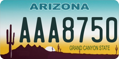 AZ license plate AAA8750