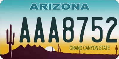 AZ license plate AAA8752