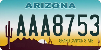 AZ license plate AAA8753