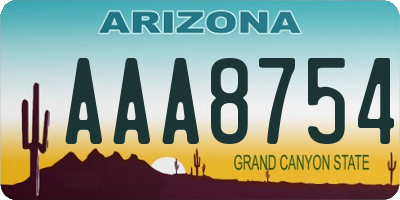 AZ license plate AAA8754